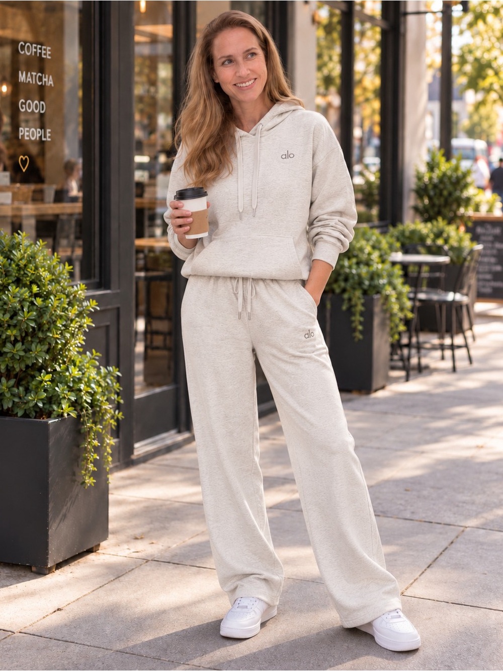 Alo Yoga Accolade Hoodie + Straight Leg Sweatpant Set Athletic Heather Grey S